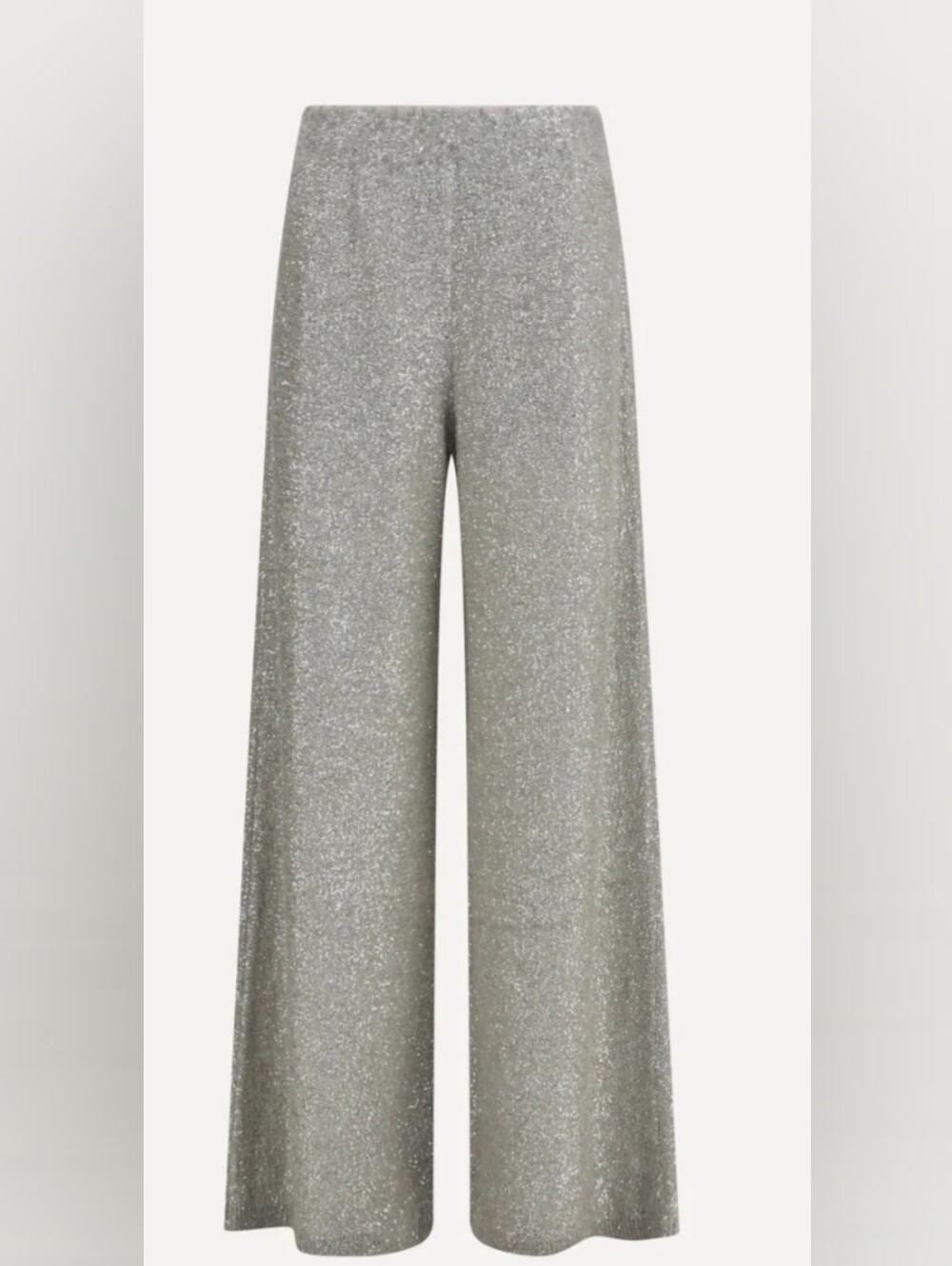 Metallic Wide-Leg Glitter Pants - Silver